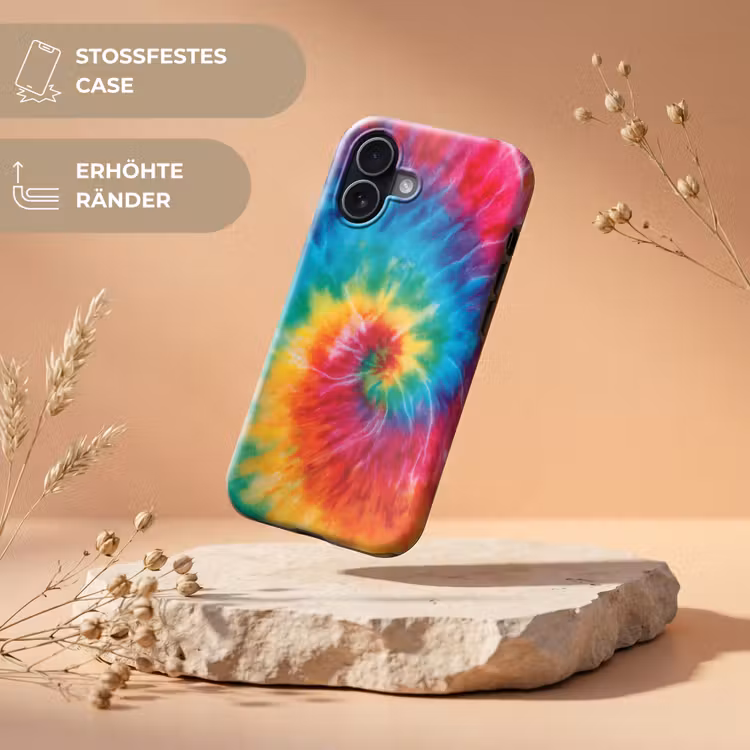 Regenboog - Tie dye - Kleurrijk - Blauw Toughcase MagSafe Apple iPhone 17 klein -USP_RandenV_DE