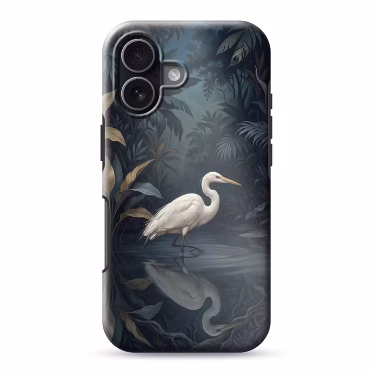 Reiger - Water - Natuur - Modern - Wit Toughcase MagSafe Apple iPhone 17 klein -3d