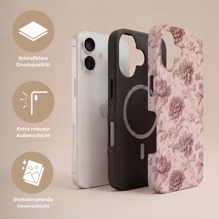 Reliëf - Pioenrozen - Roze Toughcase MagSafe Apple iPhone 17 klein 1017 -USP_Lagen_DE