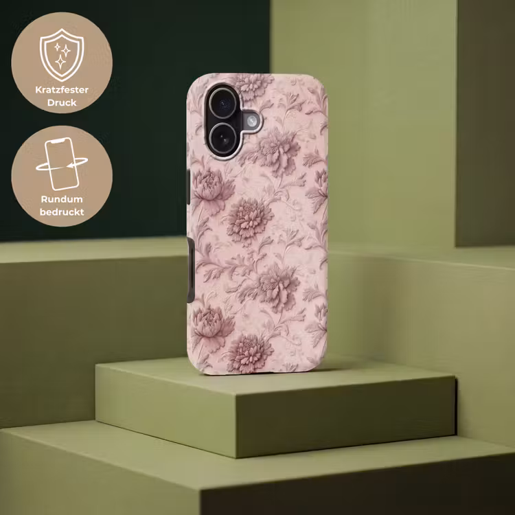 Reliëf - Pioenrozen - Roze Toughcase MagSafe Apple iPhone 17 klein 1017 -USP_PrintM_DE