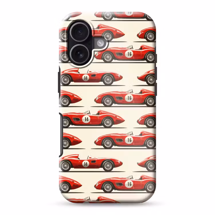 Raceauto - Retro - Rood Toughcase MagSafe Apple iPhone 17 klein 1017 -3d