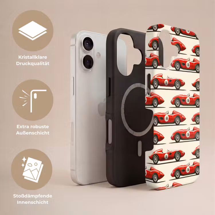 Raceauto - Retro - Rood Toughcase MagSafe Apple iPhone 17 klein 1017 -USP_Lagen_DE