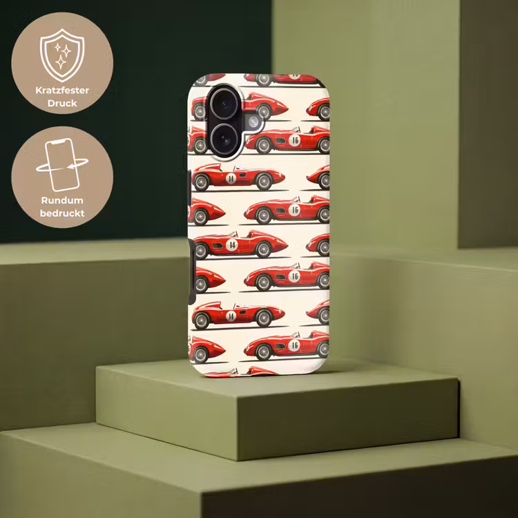 Raceauto - Retro - Rood Toughcase MagSafe Apple iPhone 17 klein 1017 -USP_PrintM_DE