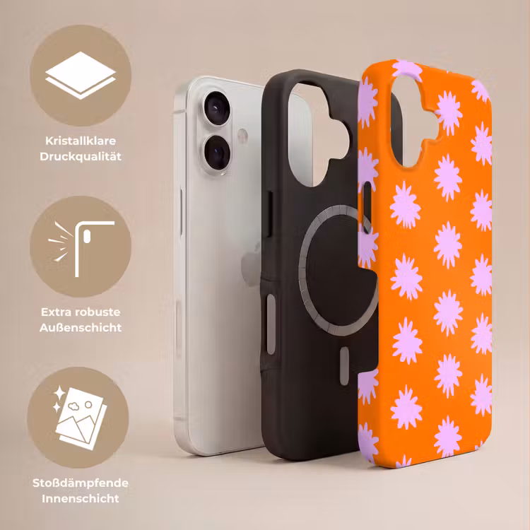 Retro - Bloemen - Oranje Toughcase MagSafe Apple iPhone 17 klein 1017 -USP_Lagen_DE