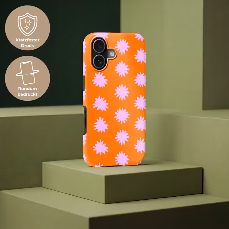 Retro - Bloemen - Oranje Toughcase MagSafe Apple iPhone 17 klein 1017 -USP_PrintM_DE