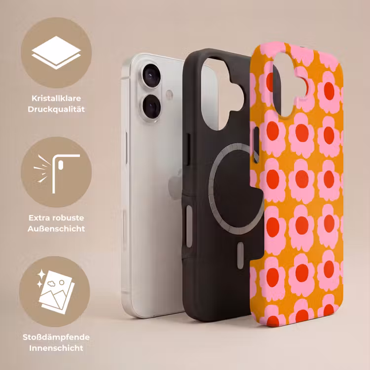 Retro - Bloemen - Roze Toughcase MagSafe Apple iPhone 17 klein 1017 -USP_Lagen_DE