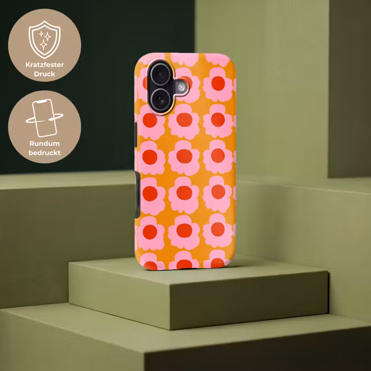 Retro - Bloemen - Roze Toughcase MagSafe Apple iPhone 17 klein 1017 -USP_PrintM_DE