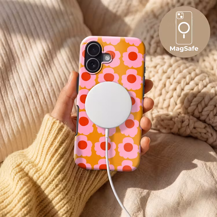 Retro - Bloemen - Roze Toughcase MagSafe Apple iPhone 17 klein 1017 -USP_MagsafeV