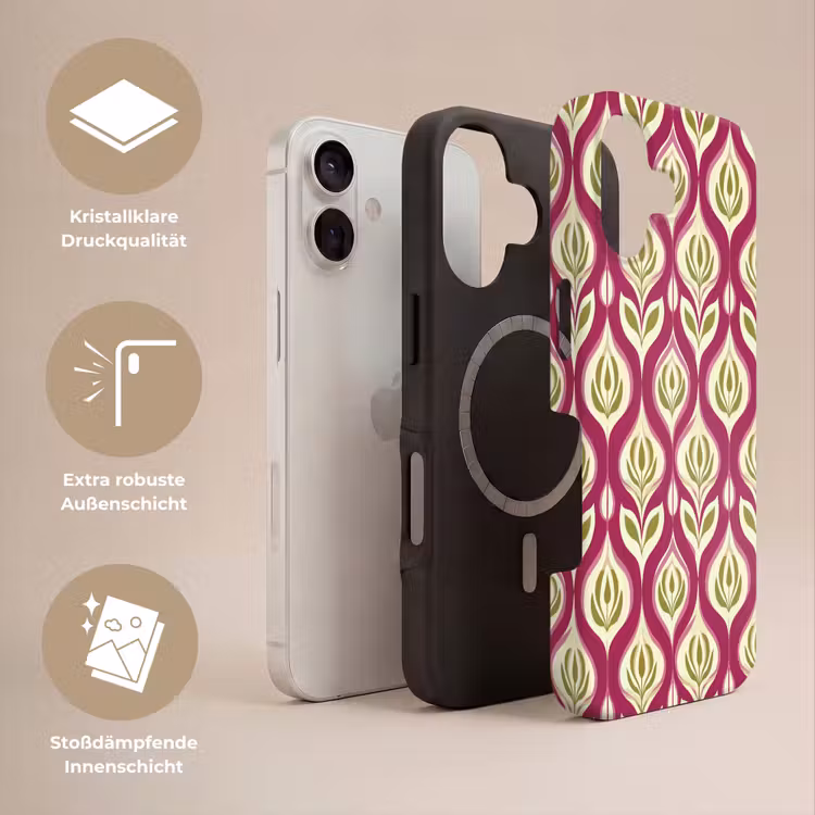 Retro - Floraal - Paars Toughcase MagSafe Apple iPhone 17 klein 1017 -USP_Lagen_DE