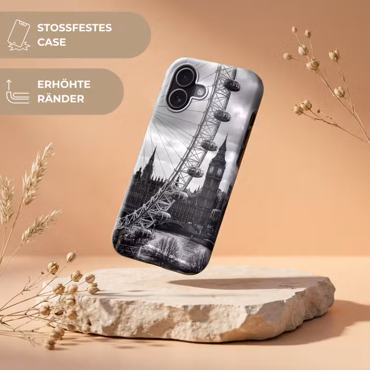 Reuzenrad - Klokkentoren - Architectuur - Zwart-wit - Stad Toughcase MagSafe Apple iPhone 17 klein -USP_RandenV_DE