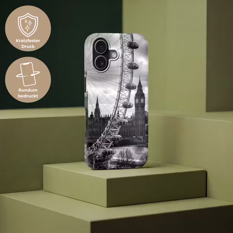 Reuzenrad - Klokkentoren - Architectuur - Zwart-wit - Stad Toughcase MagSafe Apple iPhone 17 klein -USP_PrintM_DE