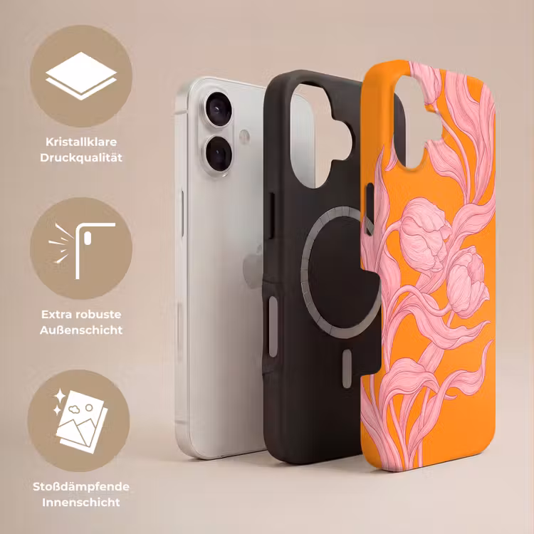 Handyhülle Toughcase - Rosa Blumen – Modern - Roze bloemen - Modern Toughcase MagSafe Apple iPhone 17 klein