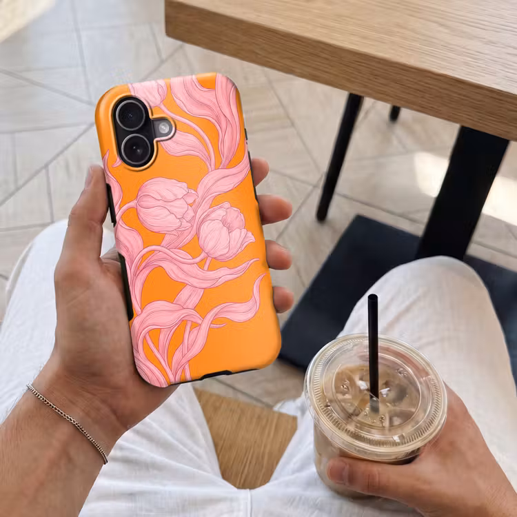 Handyhülle Toughcase - Rosa Blumen – Modern - Roze bloemen - Modern Toughcase MagSafe Apple iPhone 17 klein
