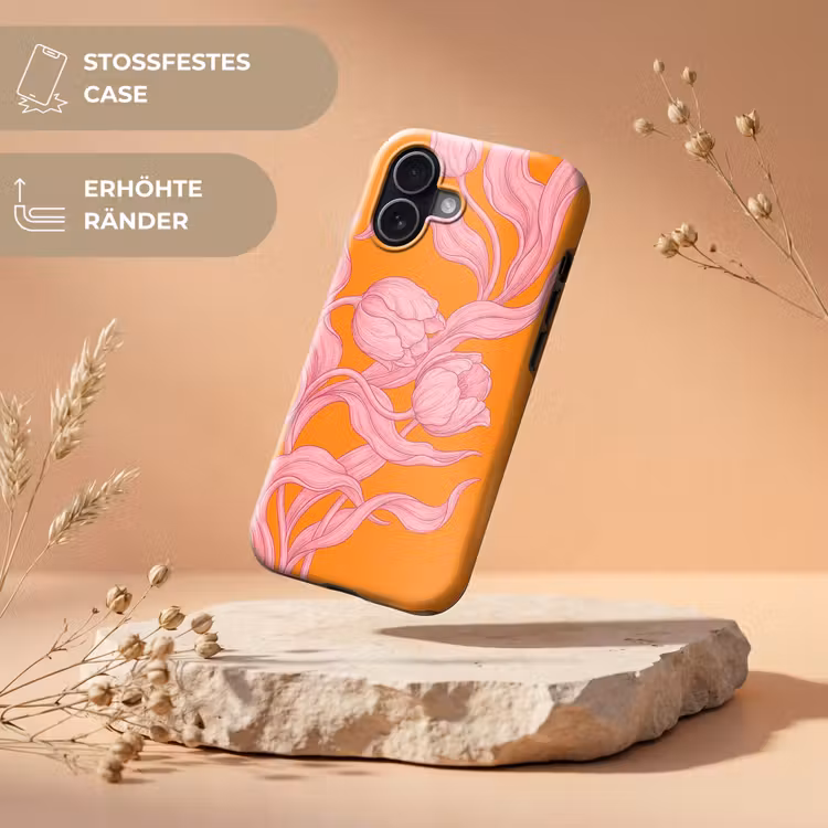 Handyhülle Toughcase - Rosa Blumen – Modern - Roze bloemen - Modern Toughcase MagSafe Apple iPhone 17 klein