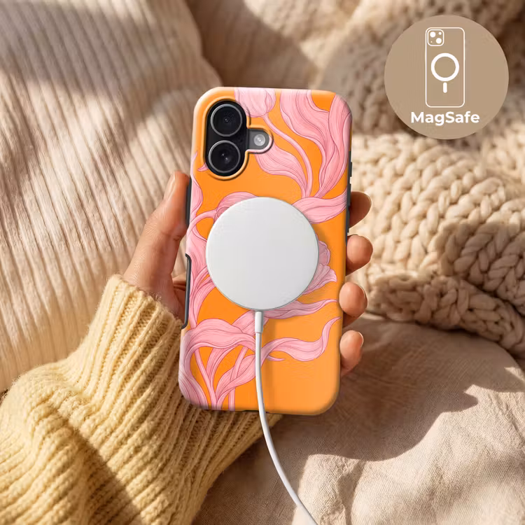 Handyhülle Toughcase - Rosa Blumen – Modern - Roze bloemen - Modern Toughcase MagSafe Apple iPhone 17 klein