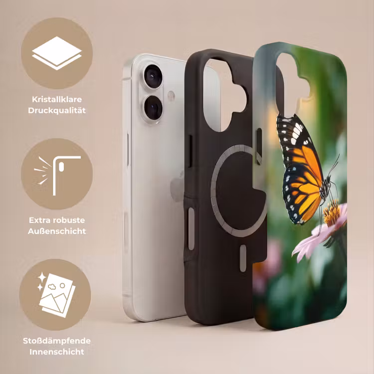 Roze bloemen - Vlinder - Zachte focus Toughcase MagSafe Apple iPhone 17 klein -USP_Lagen_DE