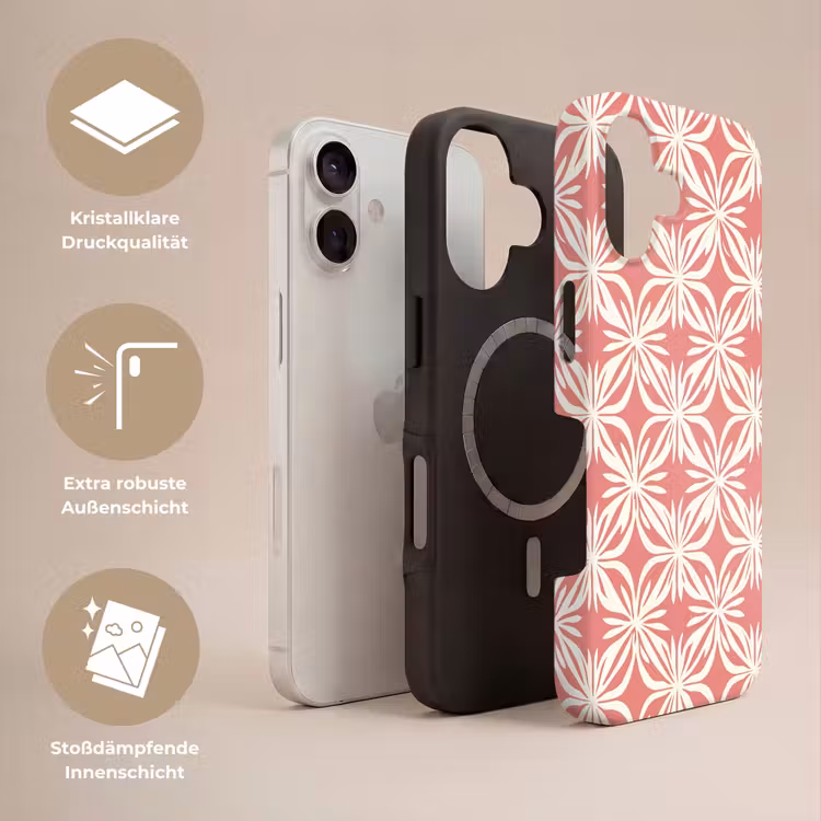 Roze - Bloemenmotief - Wit - Modern Toughcase MagSafe Apple iPhone 17 klein 1017 -USP_Lagen_DE