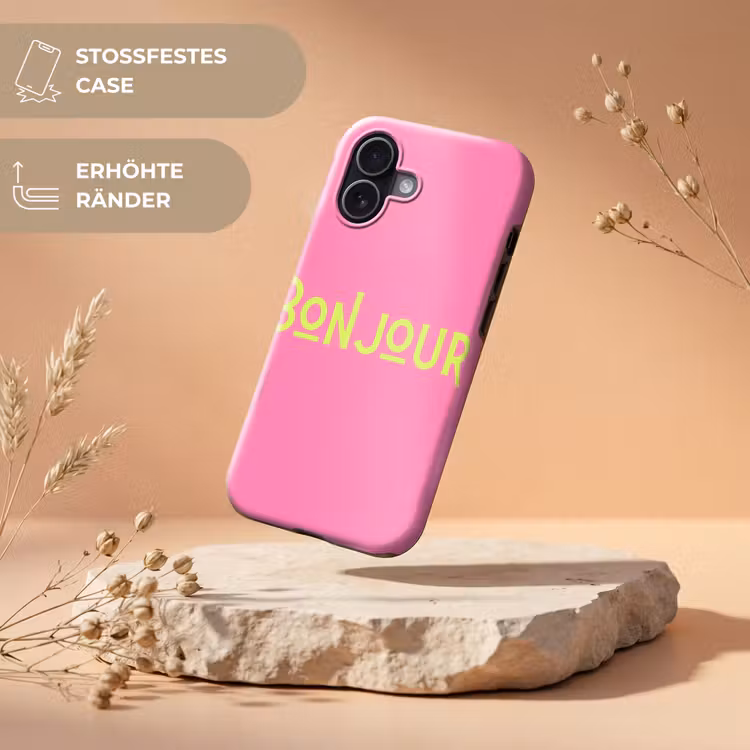 Roze - Groene Bonjour - art-deco Toughcase MagSafe Apple iPhone 17 klein -USP_RandenV_DE