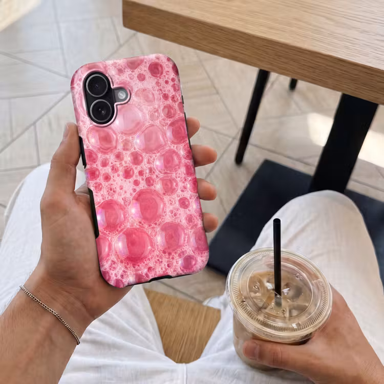 Roze - Schuim - Bubbels Toughcase MagSafe Apple iPhone 17 klein -Sfeer1M