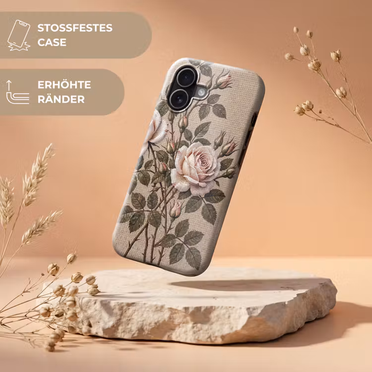 Roos - Mozaïek - Bloemen - Klassiek - Beige Toughcase MagSafe Apple iPhone 17 klein -USP_RandenV_DE