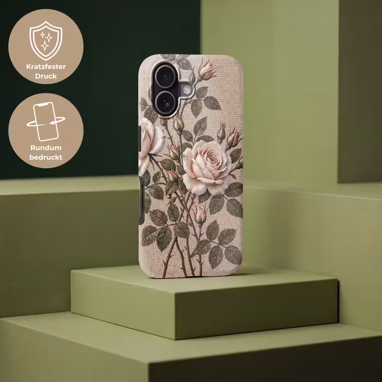 Roos - Mozaïek - Bloemen - Klassiek - Beige Toughcase MagSafe Apple iPhone 17 klein -USP_PrintM_DE