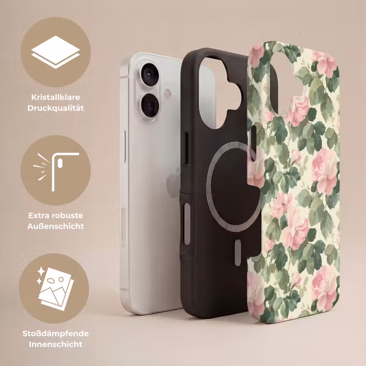 Rozen - Botanisch - Roze Toughcase MagSafe Apple iPhone 17 klein 1017 -USP_Lagen_DE