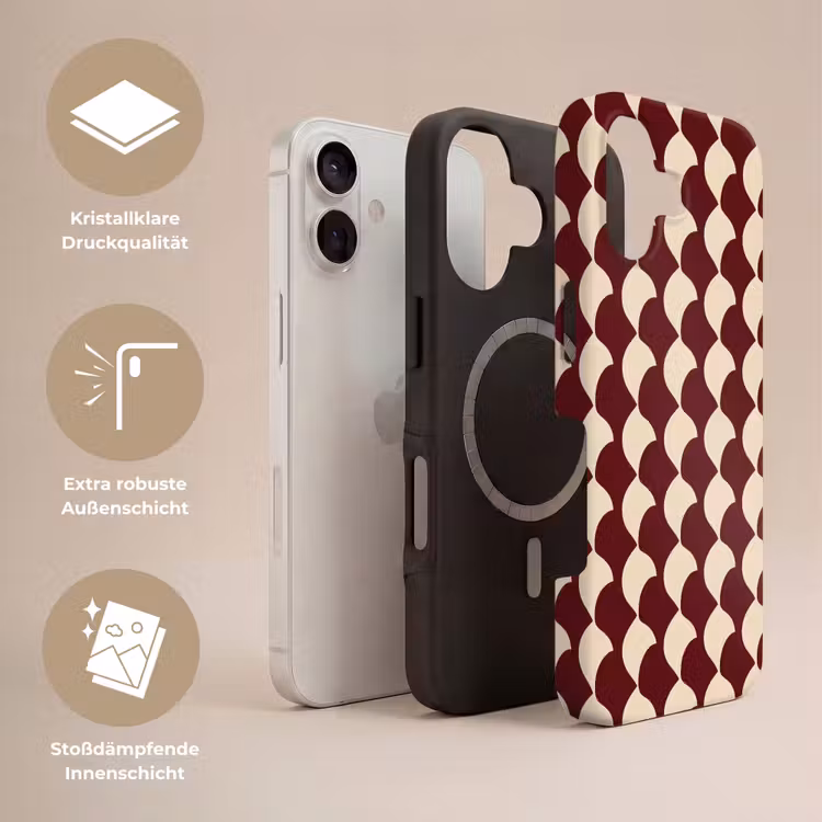Rood - Tegelpatroon - Crème Toughcase MagSafe Apple iPhone 17 klein 1017 -USP_Lagen_DE