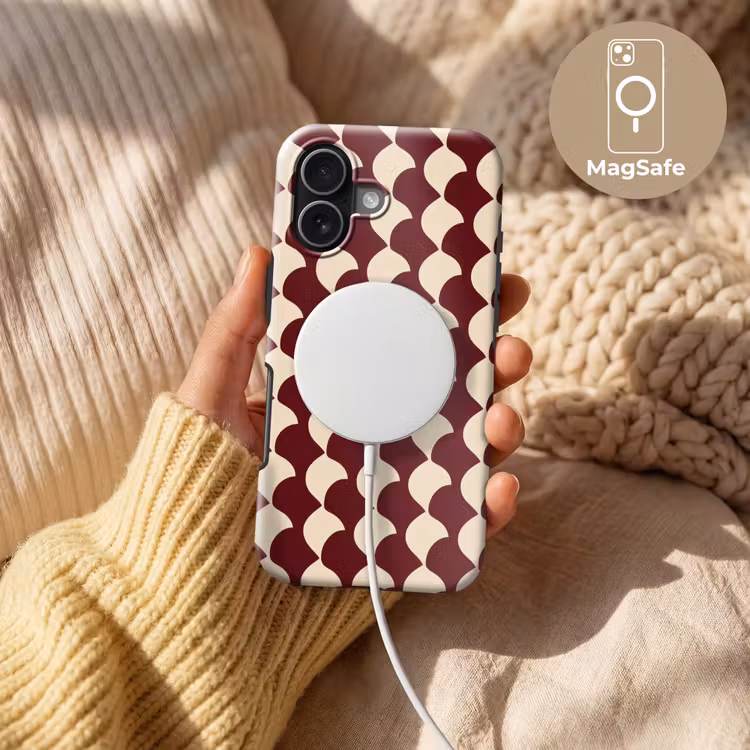 Rood - Tegelpatroon - Crème Toughcase MagSafe Apple iPhone 17 klein 1017 -USP_MagsafeV