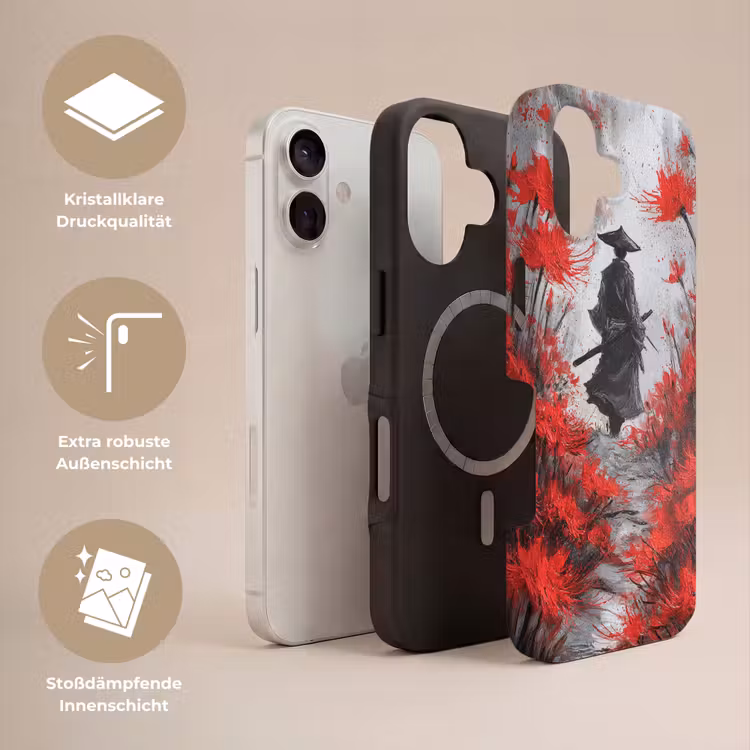 Rode bloemen - mistig - Man Toughcase MagSafe Apple iPhone 17 klein -USP_Lagen_DE