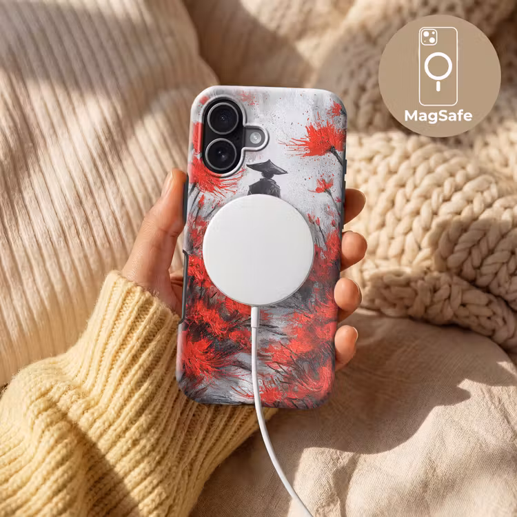 Rode bloemen - mistig - Man Toughcase MagSafe Apple iPhone 17 klein -USP_MagsafeV