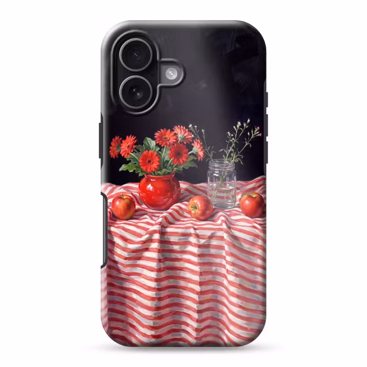 Handyhülle Toughcase - Rote Blumen – Vase - Rode bloemen - Vaas Toughcase MagSafe Apple iPhone 17 klein