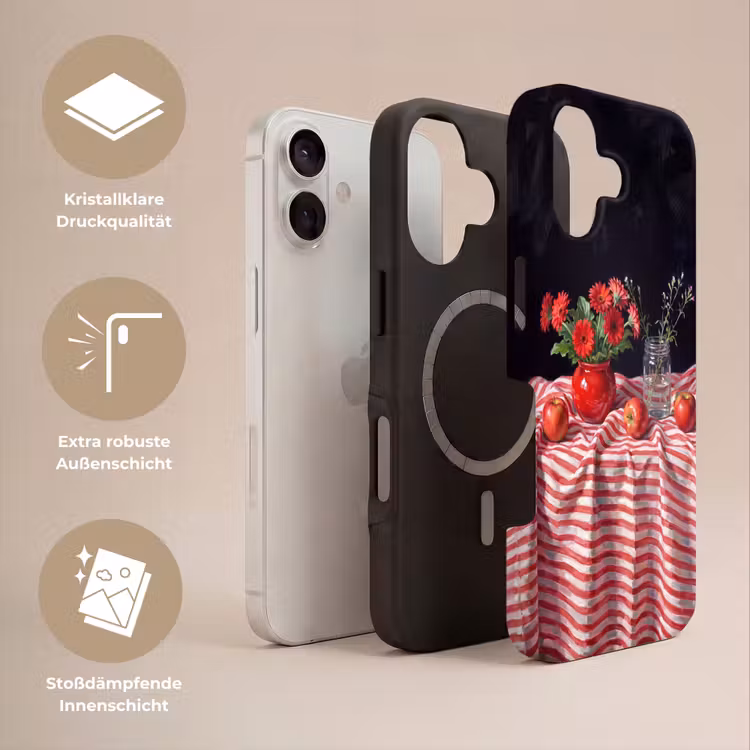 Handyhülle Toughcase - Rote Blumen – Vase - Rode bloemen - Vaas Toughcase MagSafe Apple iPhone 17 klein