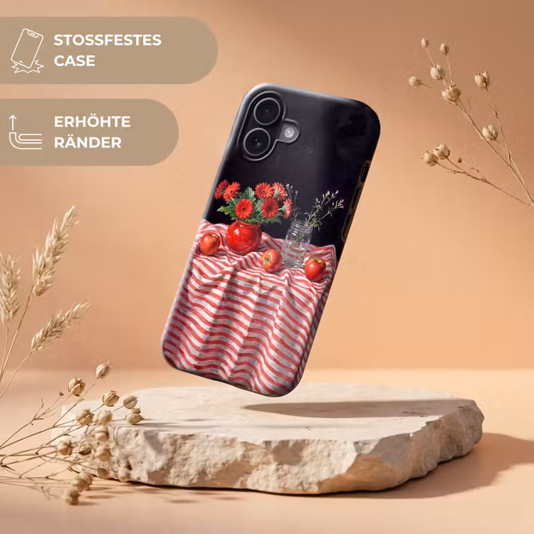 Handyhülle Toughcase - Rote Blumen – Vase - Rode bloemen - Vaas Toughcase MagSafe Apple iPhone 17 klein