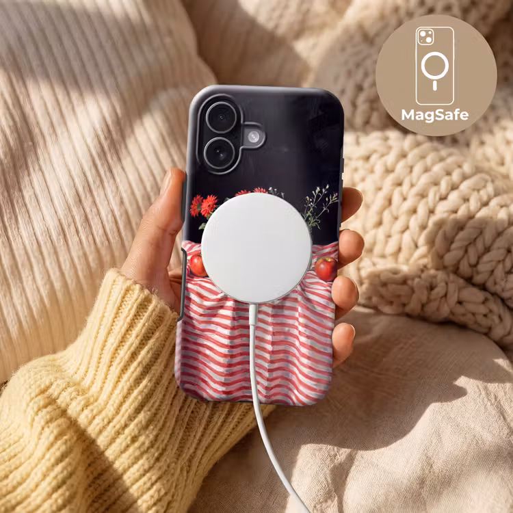 Handyhülle Toughcase - Rote Blumen – Vase - Rode bloemen - Vaas Toughcase MagSafe Apple iPhone 17 klein