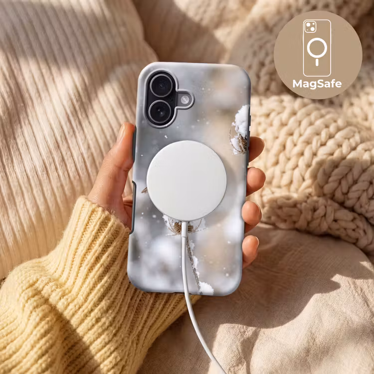 Roodborstje - Gedroogde bloem - Sneeuw - Winter - Vertederend Toughcase MagSafe Apple iPhone 17 klein -USP_MagsafeV