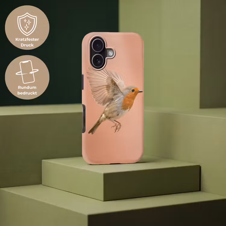 Roodborst - Natuur - Roze Toughcase MagSafe Apple iPhone 17 klein -USP_PrintM_DE