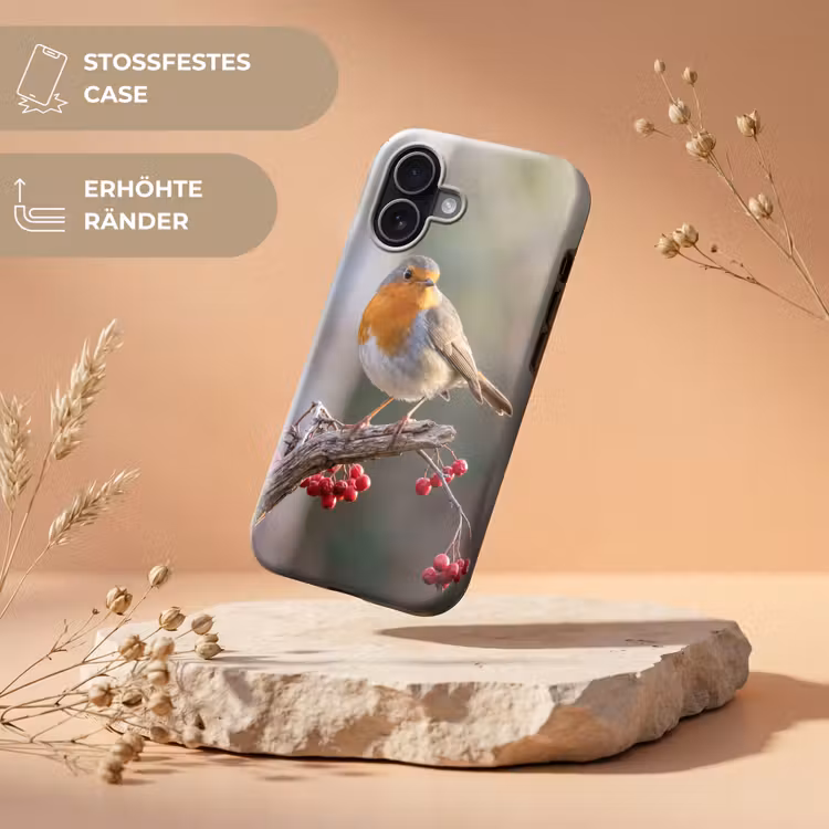 Roodborst - Tak - Bessen - Natuur Toughcase MagSafe Apple iPhone 17 klein -USP_RandenV_DE