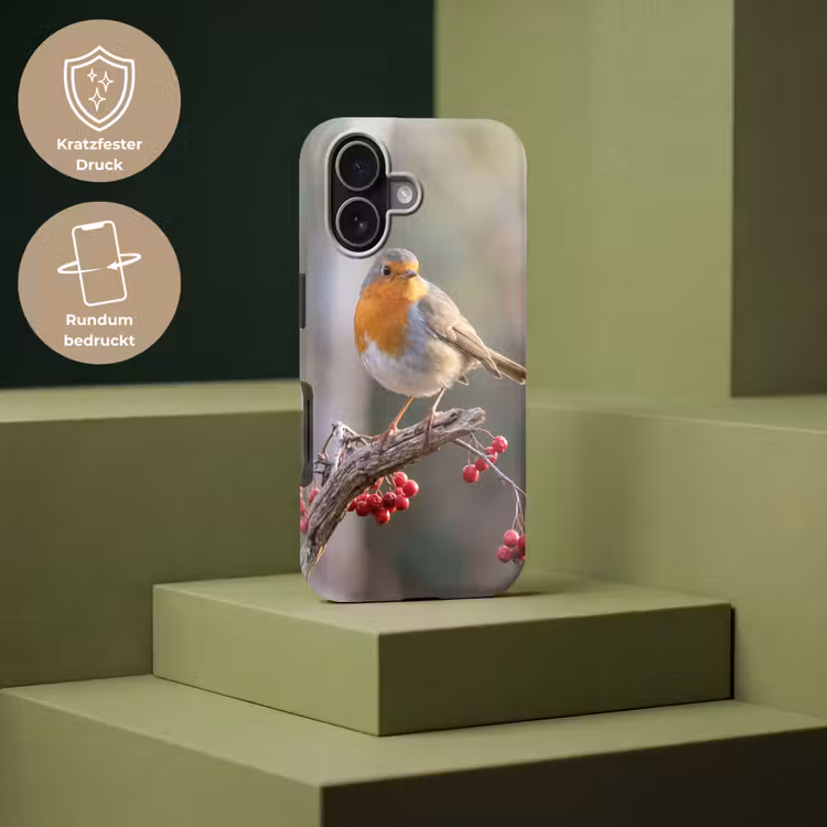 Roodborst - Tak - Bessen - Natuur Toughcase MagSafe Apple iPhone 17 klein -USP_PrintM_DE