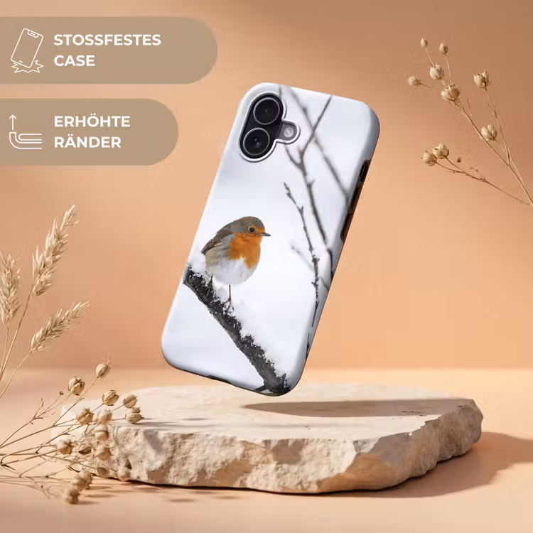 Roodborstje - Tak - Sneeuw - Winter - Levendig Toughcase MagSafe Apple iPhone 17 klein -USP_RandenV_DE