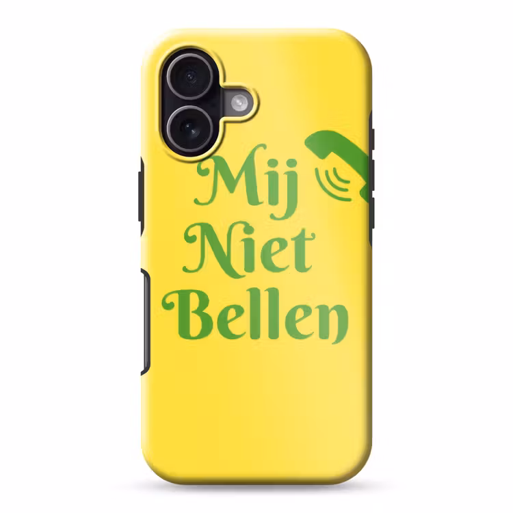 Mij niet bellen - Telefoon - Geel Toughcase MagSafe Apple iPhone 17 klein -3d