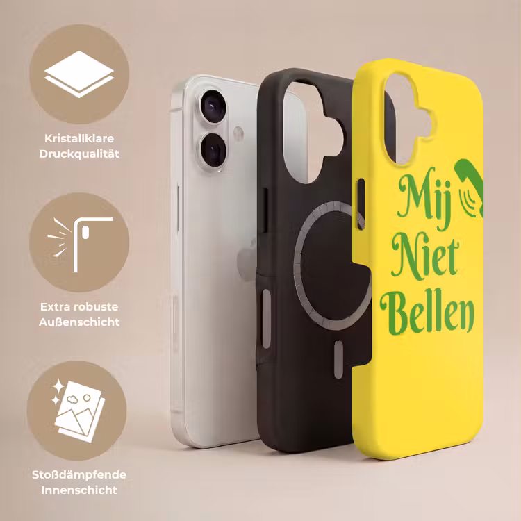 Mij niet bellen - Telefoon - Geel Toughcase MagSafe Apple iPhone 17 klein -USP_Lagen_DE