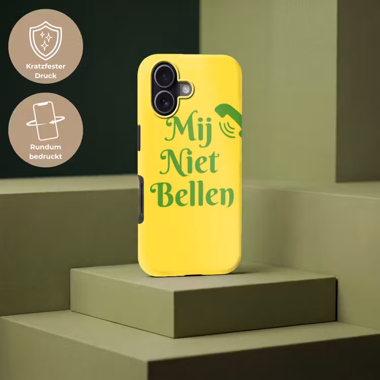 Mij niet bellen - Telefoon - Geel Toughcase MagSafe Apple iPhone 17 klein -USP_PrintM_DE