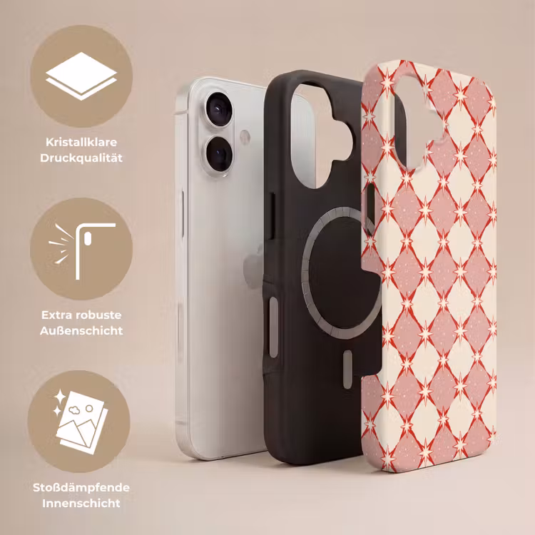 Ruiten - Sterren - Vintage - Oudroze - Rood Toughcase MagSafe Apple iPhone 17 klein 1017 -USP_Lagen_DE