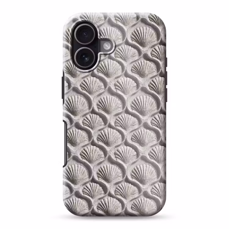 Zand - Schelpenvorm - Grijs Toughcase MagSafe Apple iPhone 17 klein 1017 -3d
