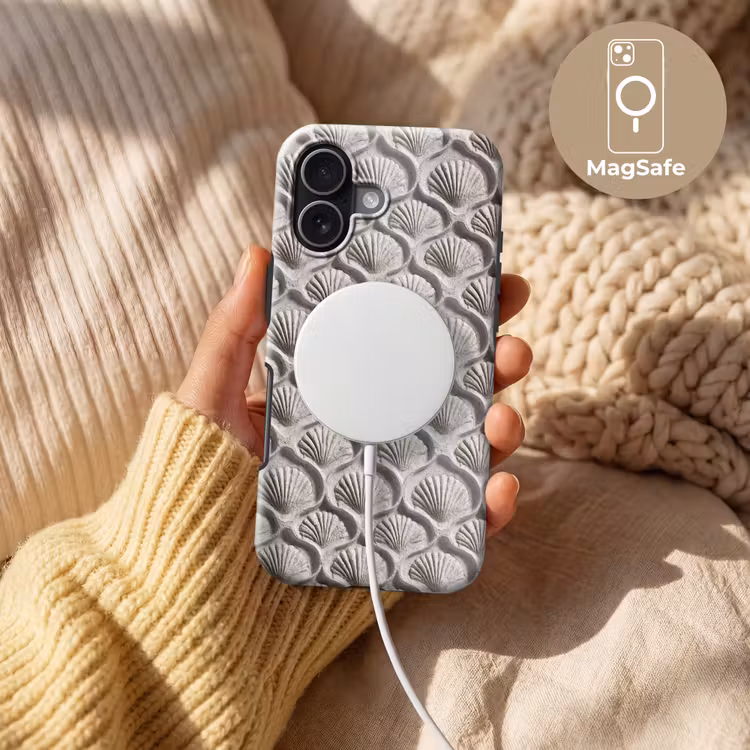 Zand - Schelpenvorm - Grijs Toughcase MagSafe Apple iPhone 17 klein 1017 -USP_MagsafeV