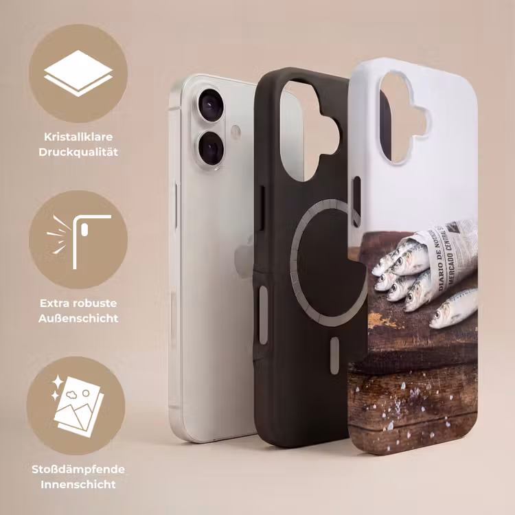 Handyhülle Toughcase - Sardine – Zeitung – Schneidebrett - Sardientje - krant - snijplank Toughcase MagSafe Apple iPhone 17 klein
