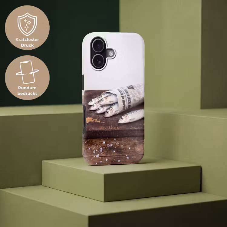 Handyhülle Toughcase - Sardine – Zeitung – Schneidebrett - Sardientje - krant - snijplank Toughcase MagSafe Apple iPhone 17 klein