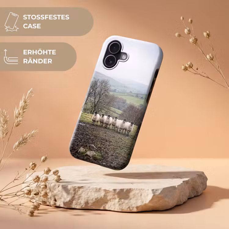 Schapen - Rij - Weide - Dieren - Platteland Toughcase MagSafe Apple iPhone 17 klein -USP_RandenV_DE