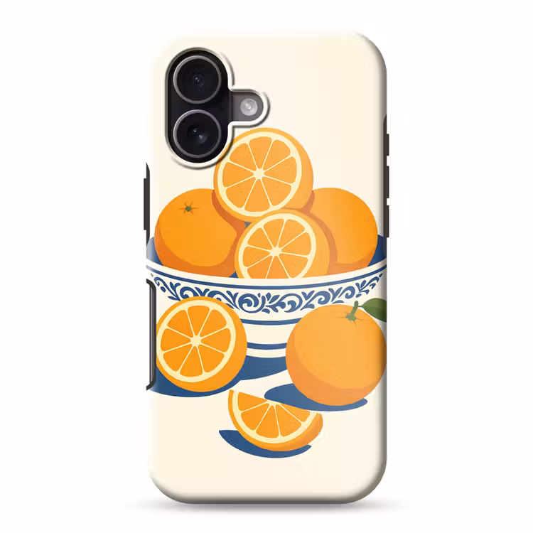 Schaal - Minimalistisch - Oranje - Sinaasappels Toughcase MagSafe Apple iPhone 17 klein -3d