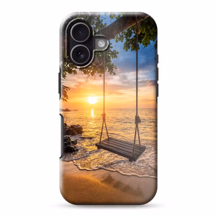 Schommel - Strand - Zonsondergang - Natuur - Oranje Toughcase MagSafe Apple iPhone 17 klein -3d